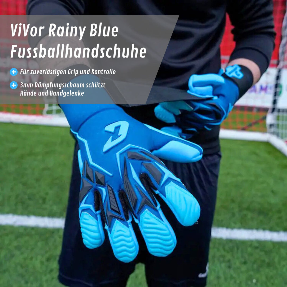 Fussballhandschuhe ViVor Rainy Blue Gr. 8 Torwart Goalie Handschuhe