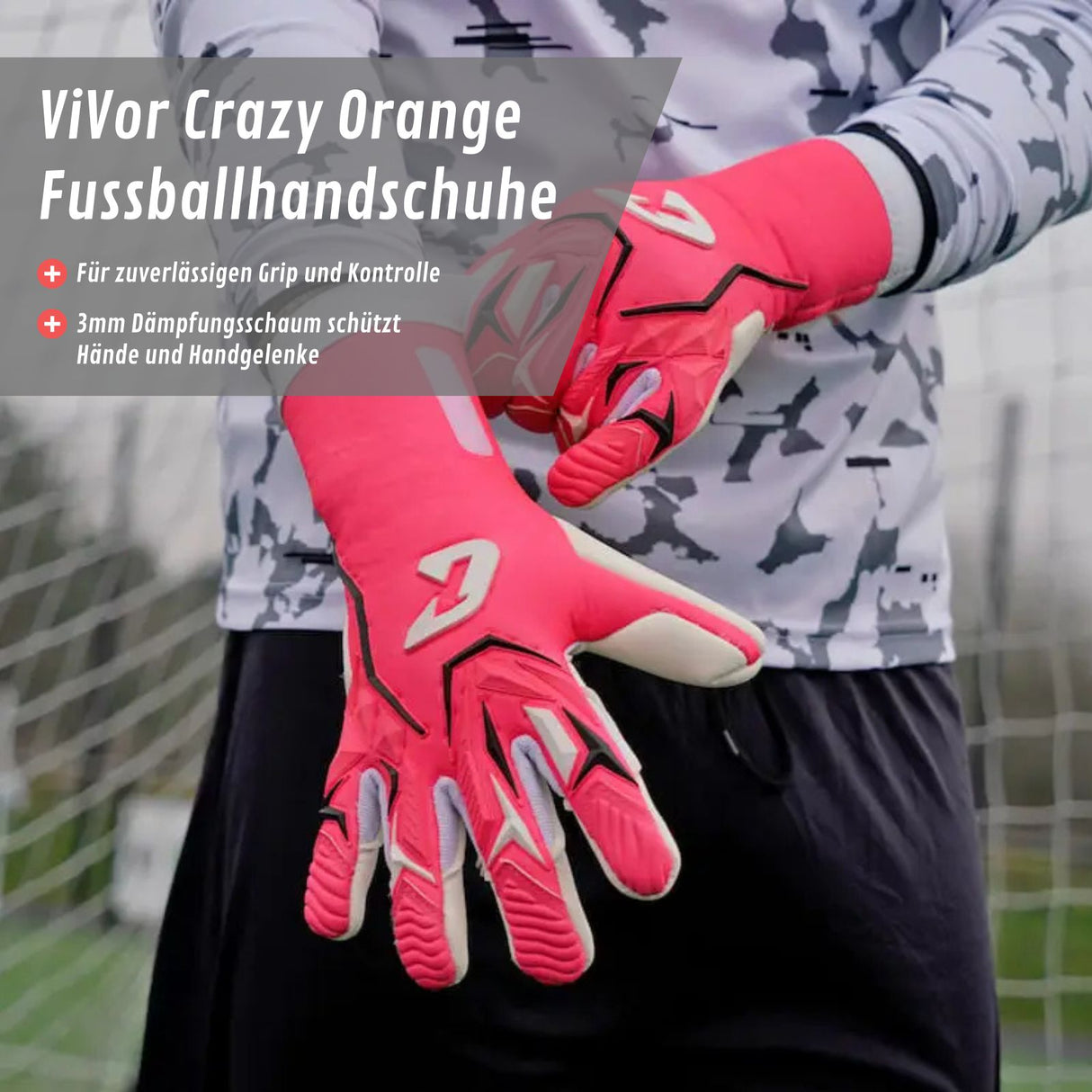 Fussballhandschuhe ViVor Crazy Orange Gr. 9.5 Torwart Goalie Handschuhe