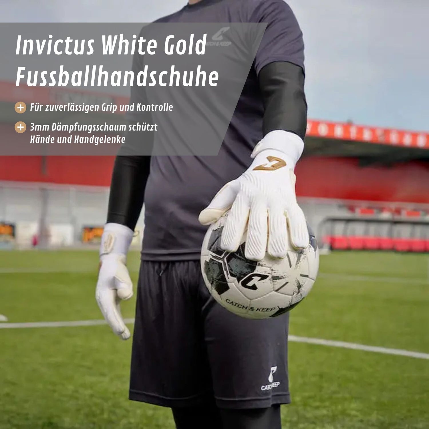 Fussballhandschuhe Invictus White Gold Gr. 11 Torwart Goalie Handschuh –