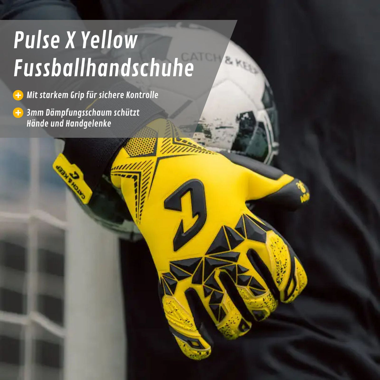 Fussballhandschuhe Pulse X Yellow Gr. 6 Torwart Goalie Handschuhe