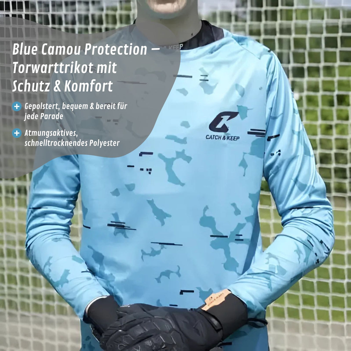 Trikot Blue Camou Protection Torwarttrikot Gr. XXL Fussball Shirt
