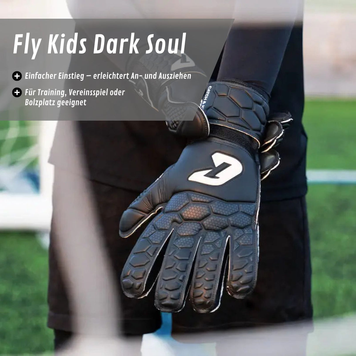 Fussballhandschuhe Fly Kids Dark Soul Gr. 3 Torwart Goalie Handschuhe