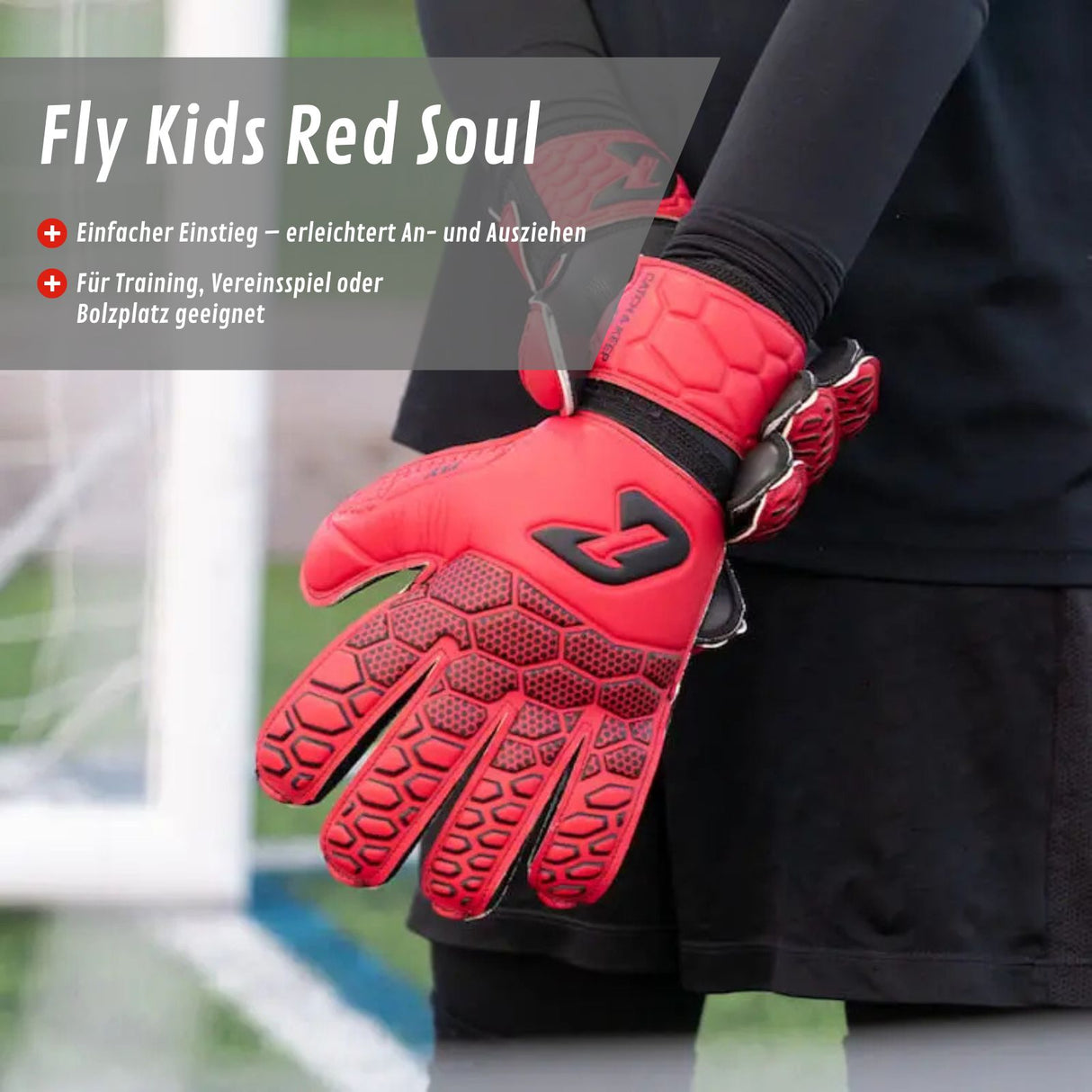 Fussballhandschuhe Fly Kids Red Soul Gr. 6 Torwart Goalie Handschuhe
