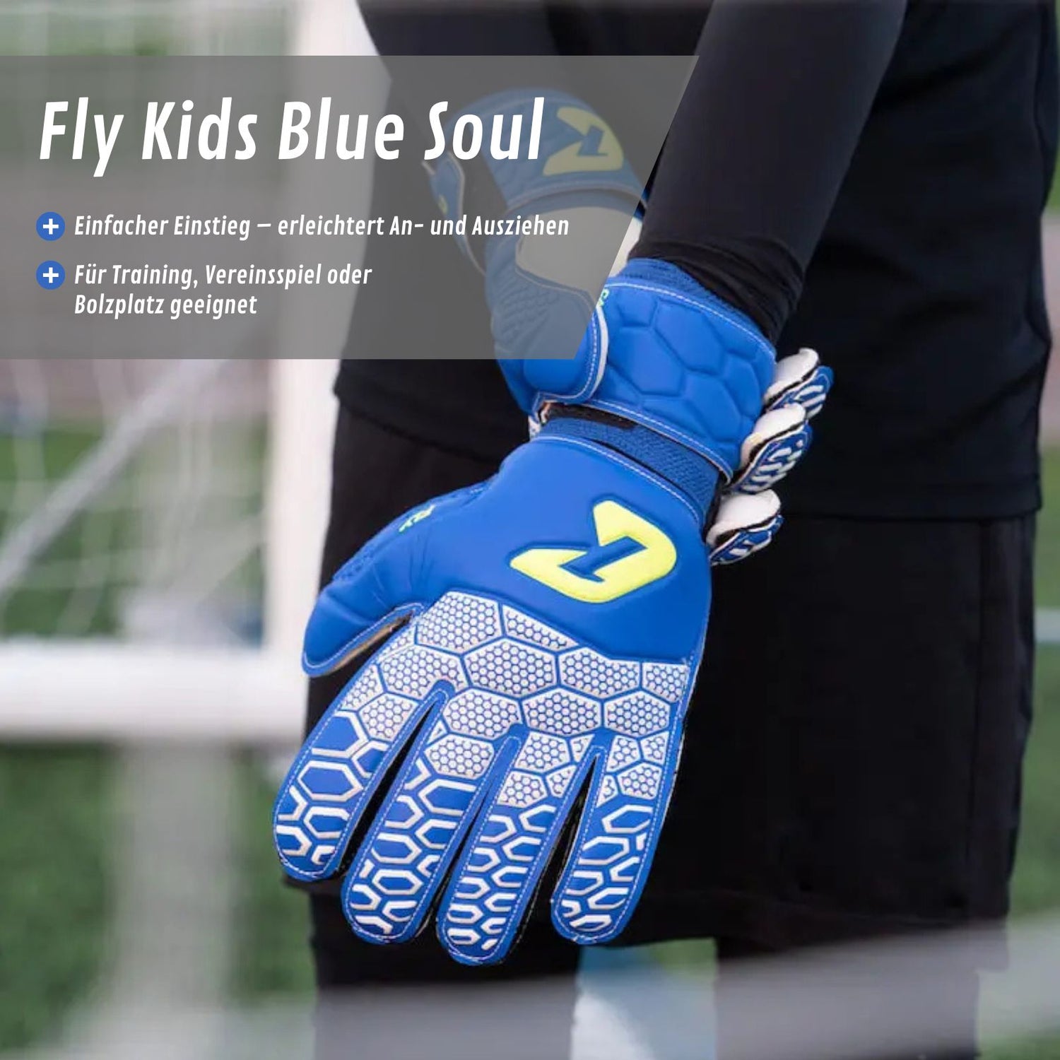 Fussballhandschuhe Fly Kids Blue Soul Gr. 5 Torwart Goalie Handschuhe –