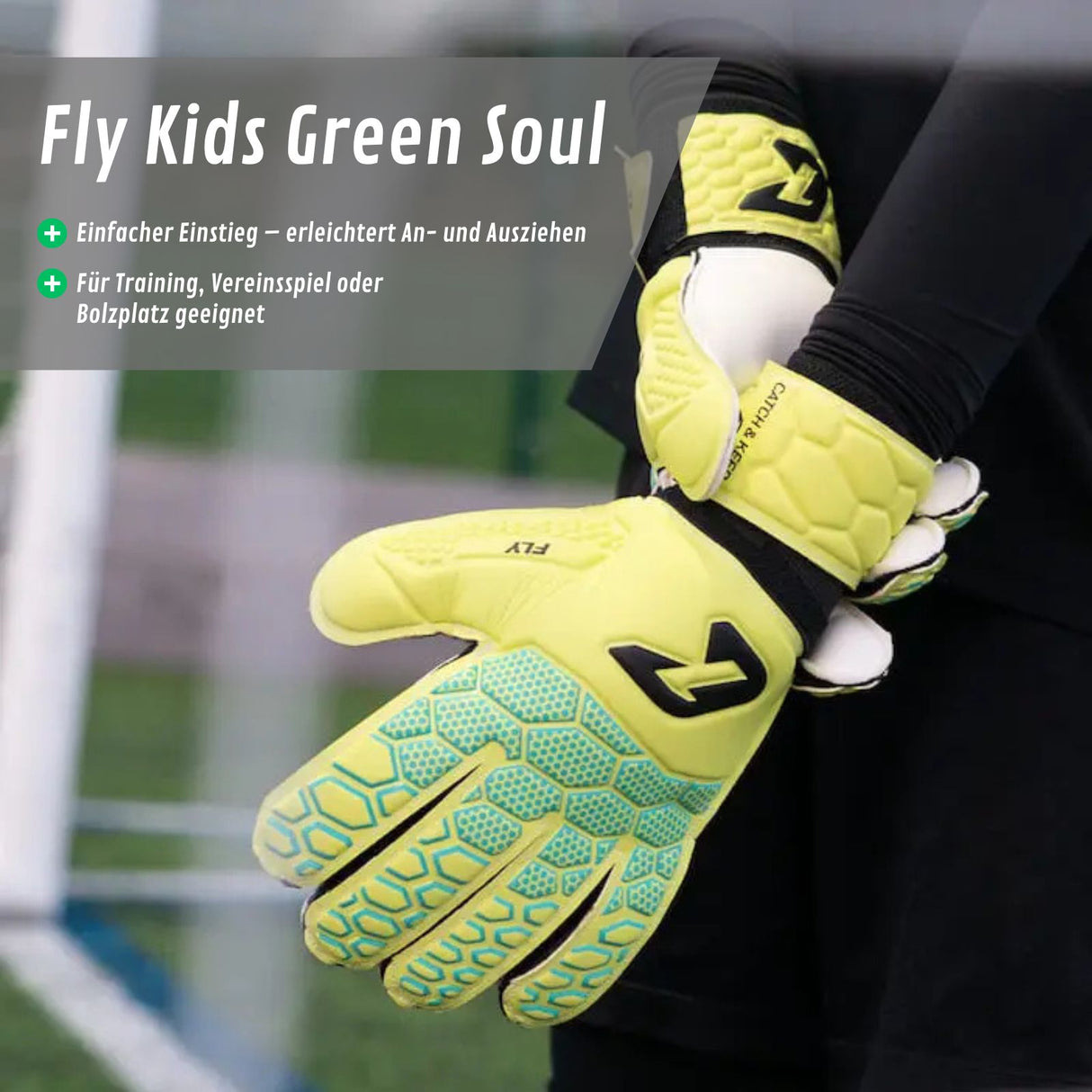 Fussballhandschuhe Fly Kids Green Soul Gr. 4 Torwart Goalie Handschuhe