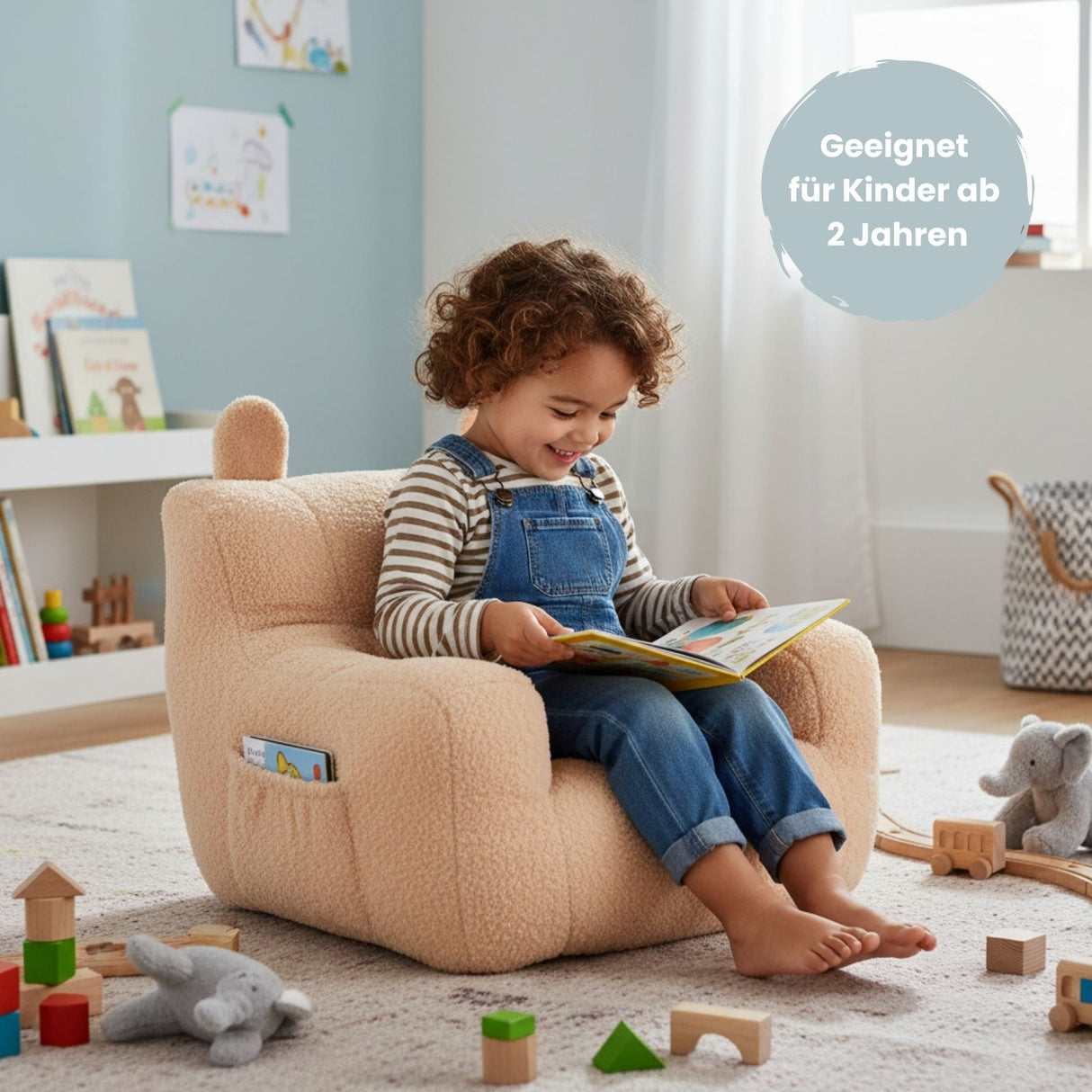Kindersessel mit Ohren Sitzsack Mini-Sessel Kuschelsessel für Kinder