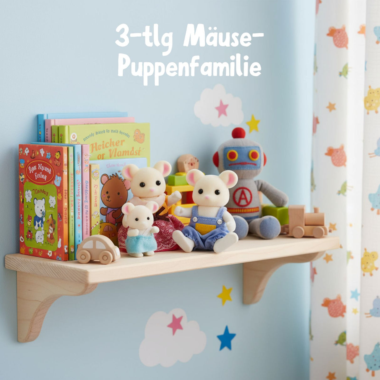 3-tlg. Mäuse-Puppenfamilie Puppen Spielzeugfiguren Kinderspielzeug