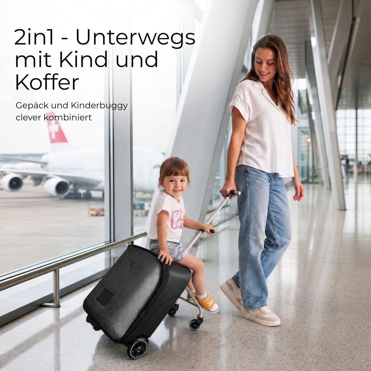 2in1 Kinderwagenkoffer Buggy Trolley Hartschalenkoffer Handgepäck
