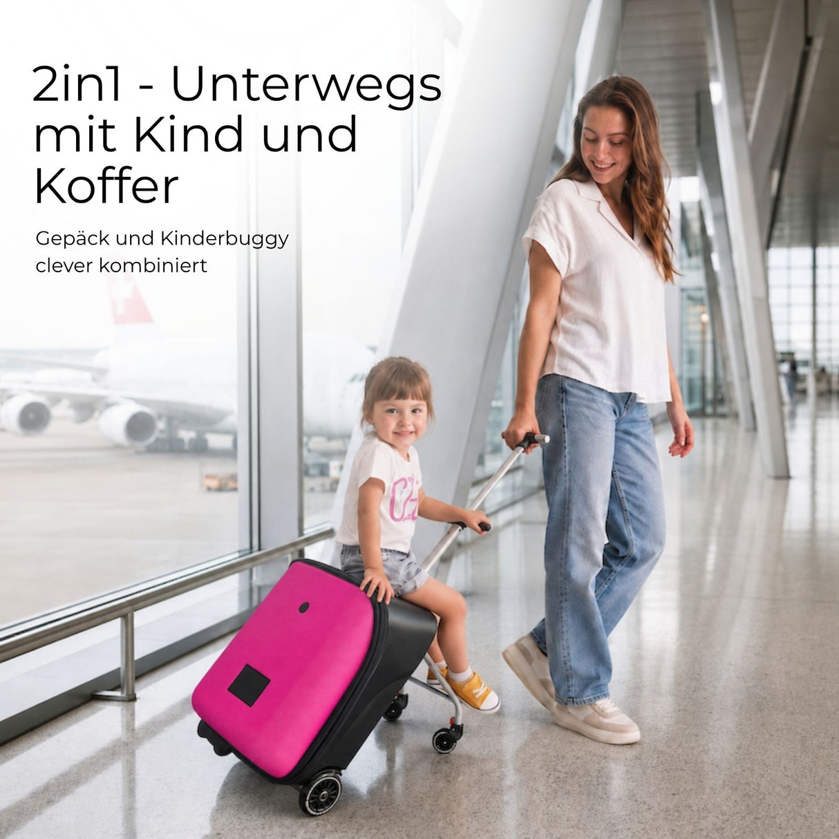 2in1 Kinderwagenkoffer Handgepäck Buggy Trolley Hartschalenkoffer