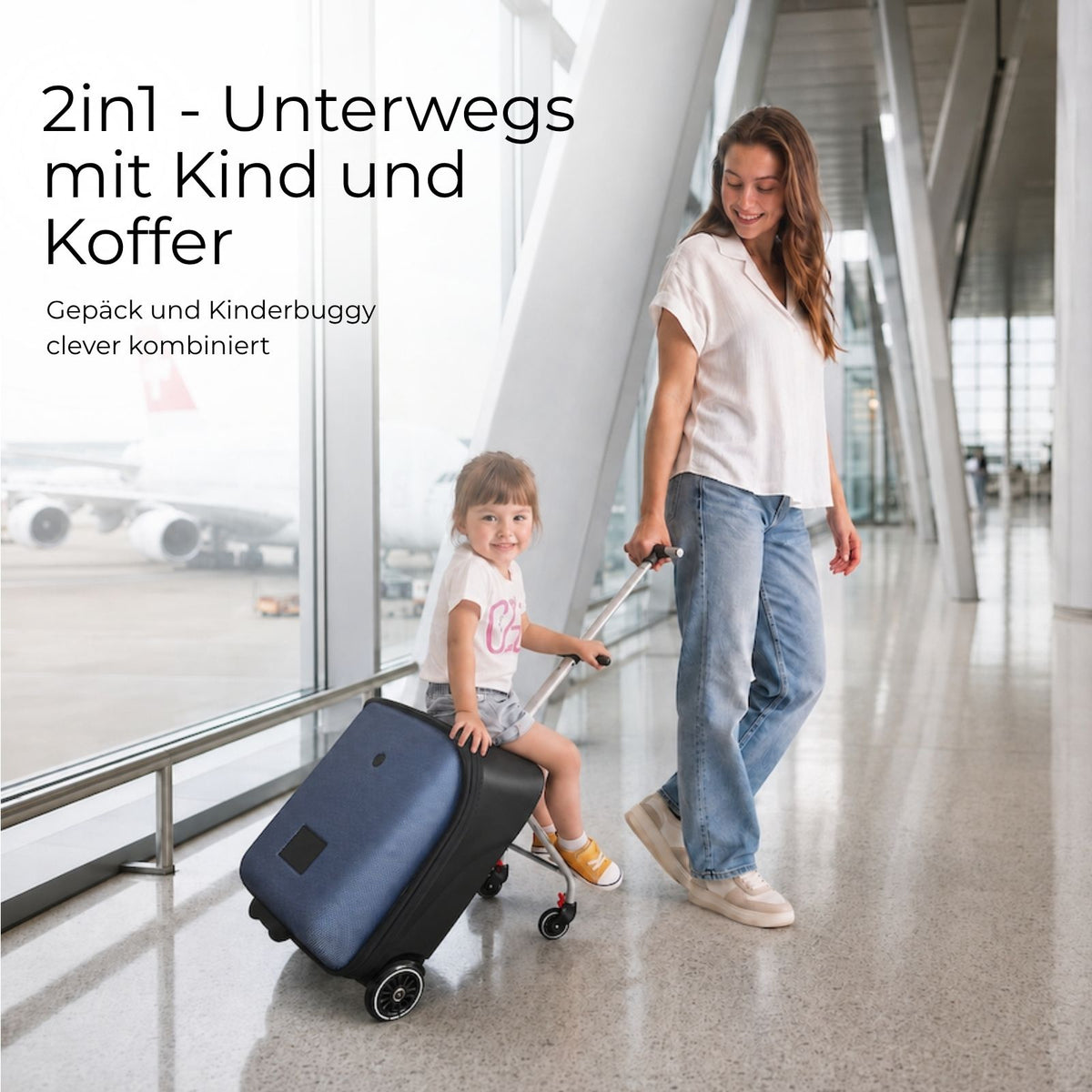 2in1 Kinderwagenkoffer Handgepäck Hartschalenkoffer Buggy Trolley