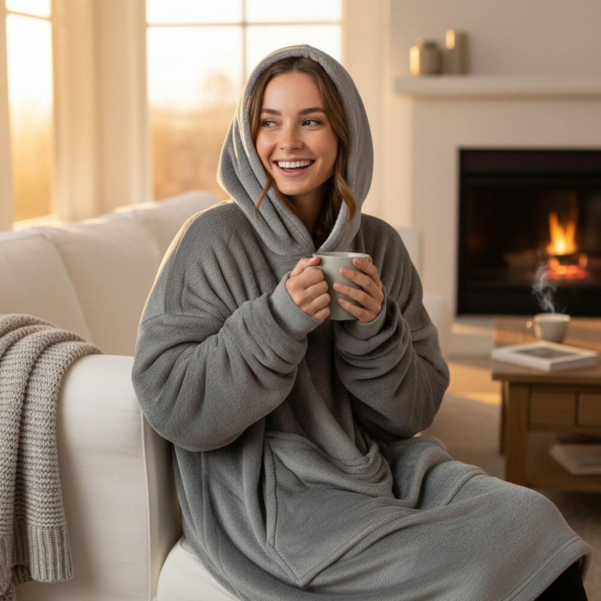 Oversize Hoodie Hoodie-Decke Kuschelhoodie Kuscheldecke mit Ärmeln