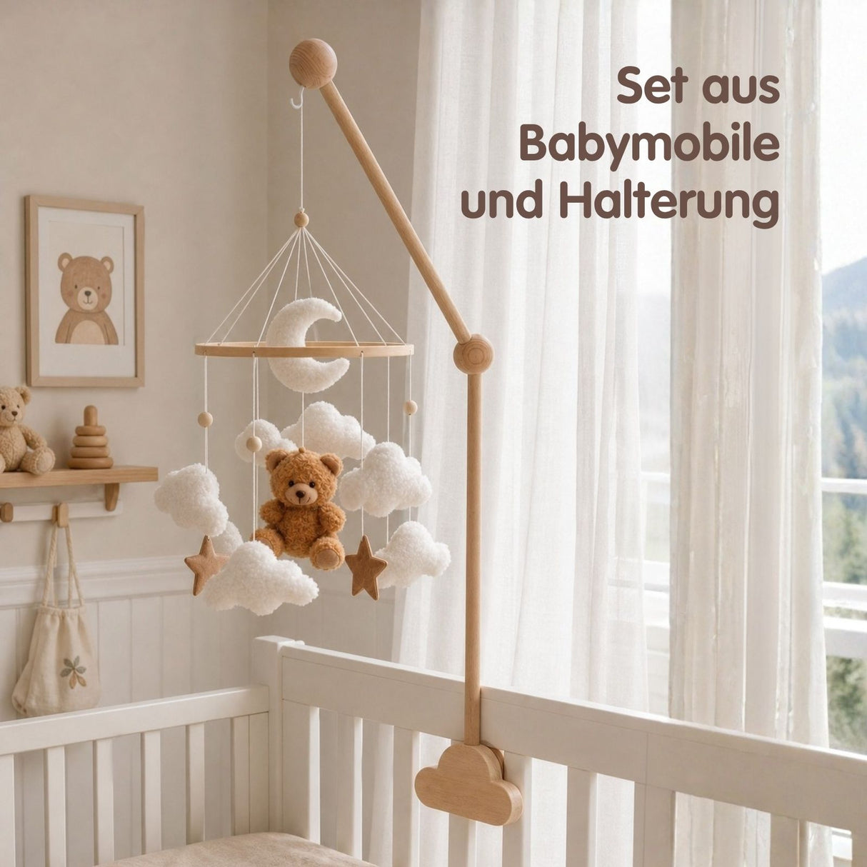 Mobile mit Halterung Teddybär Babymobile mit Glockenhalter
