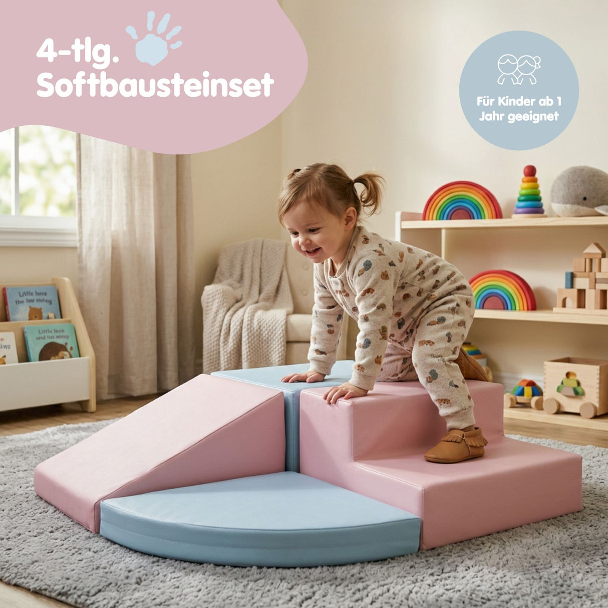 4-tlg. Softbausteinset für Kinder Eckkletterer Softplay-Bausteine