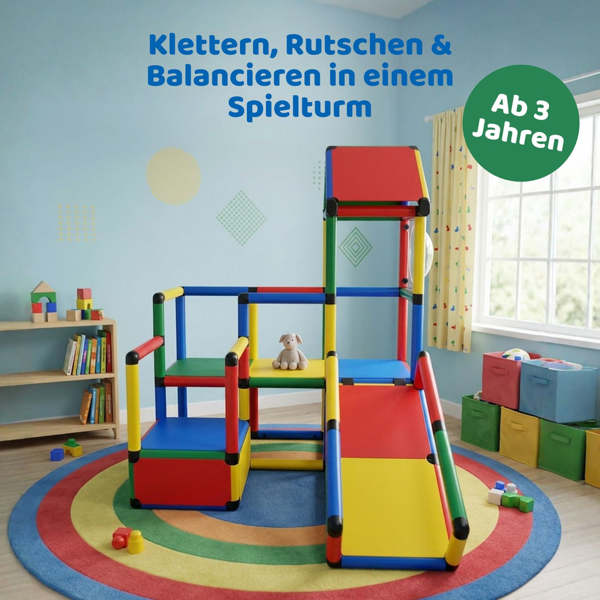 Klettergerüst für Kinder mit Rutsche Spielturm Kletterturm Spielplatz