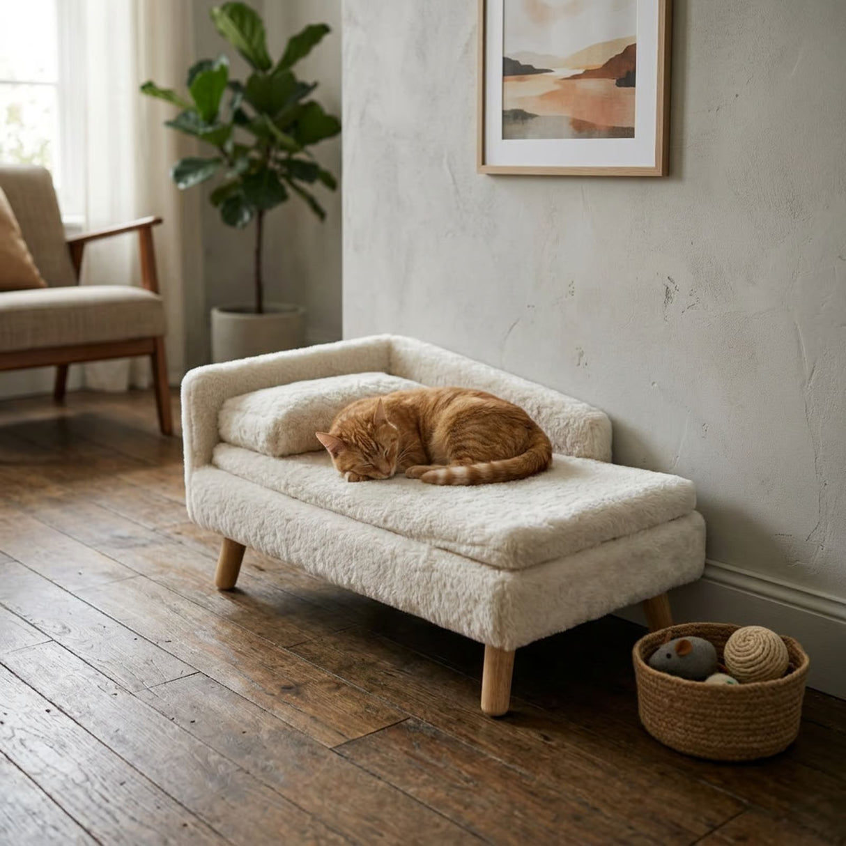 Katzenbett mit Kissen Gr. S Katzensofa Hundebett Hochbett Liegeplatz