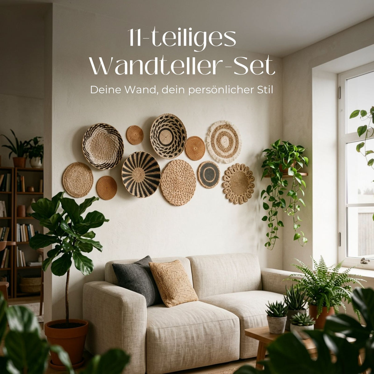 11-tlg. Set Boho-Wandteller Wanddeko Dekoelement Wandschmuck Boho-Stil