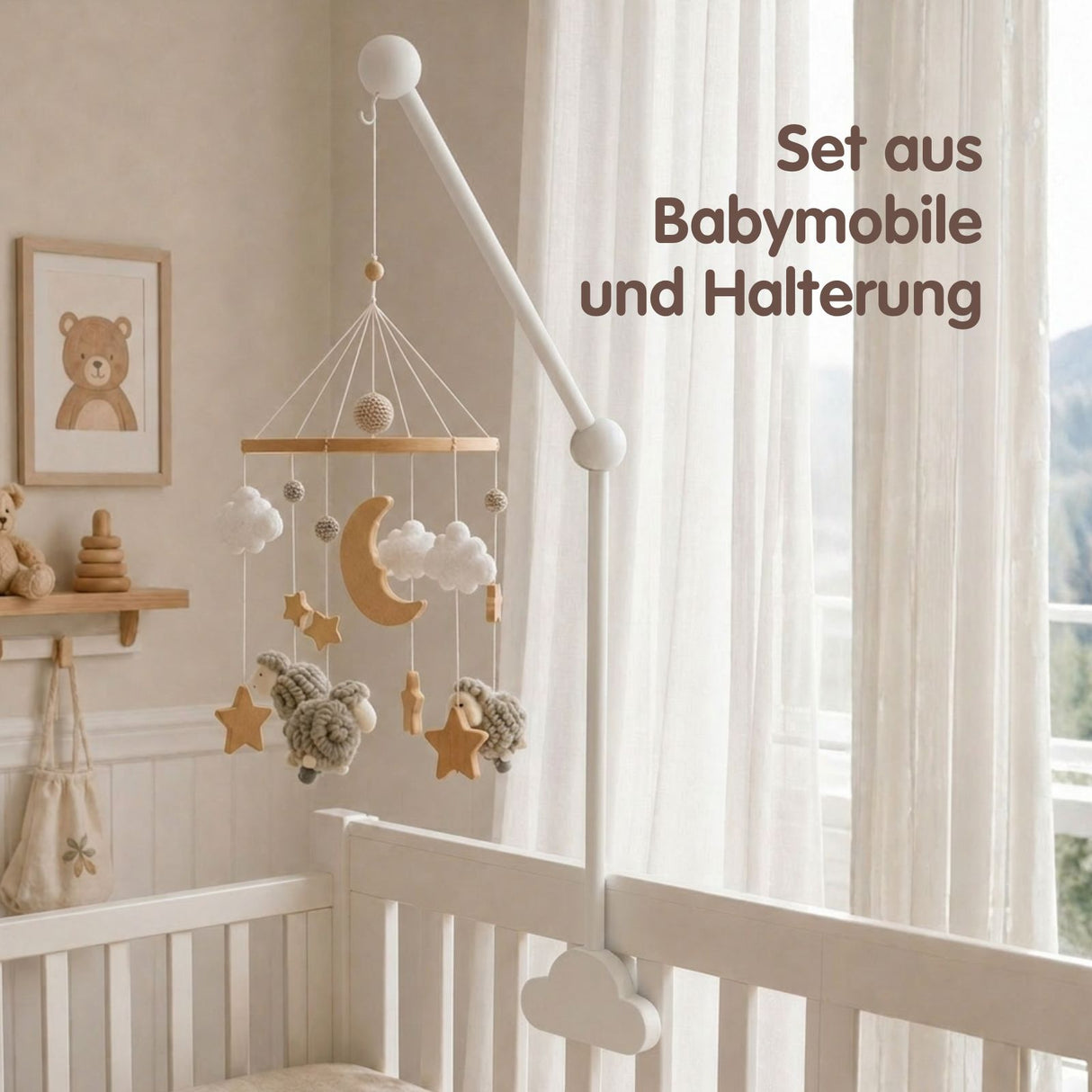 Mobile mit Halterung Schafe Babymobile mit Mobilearm