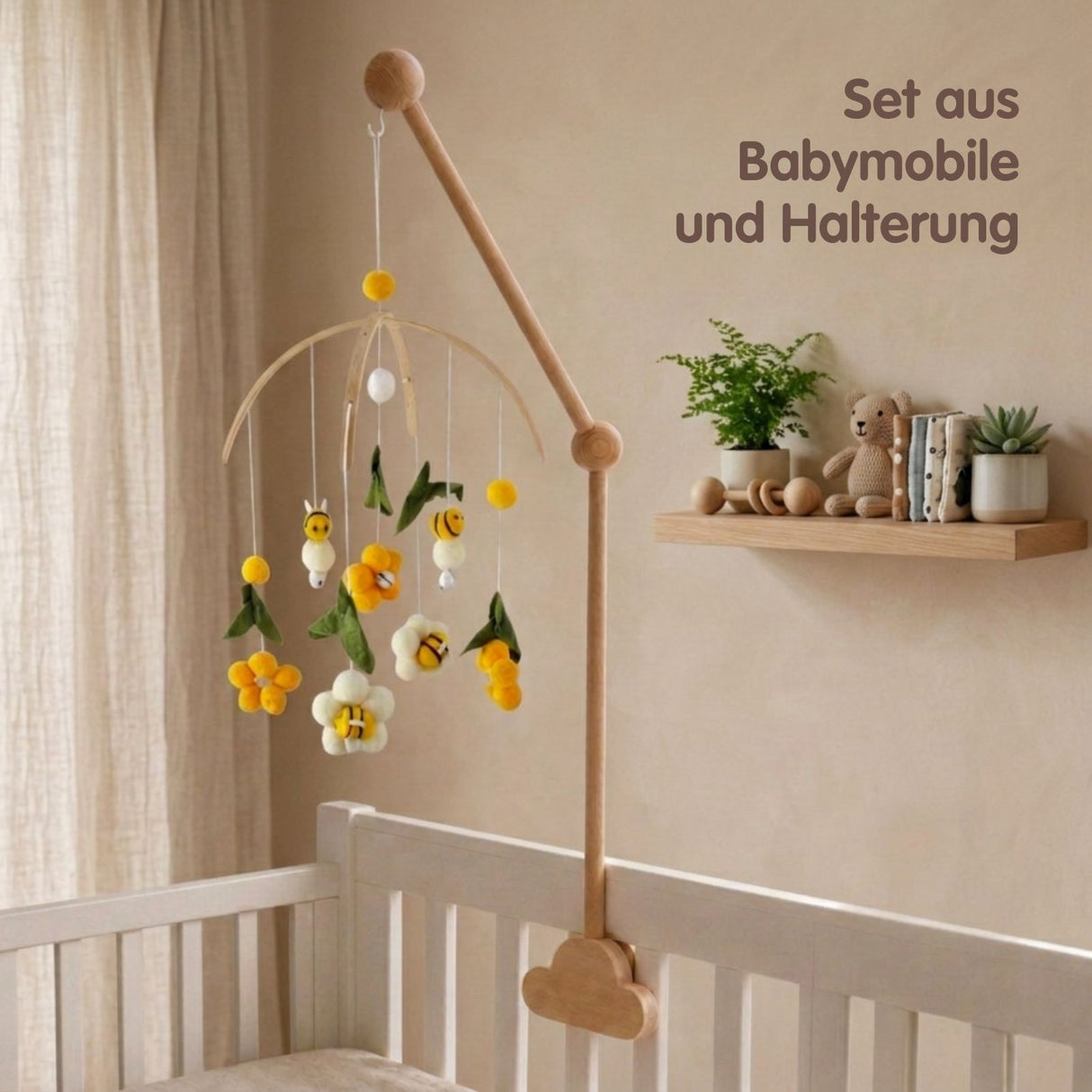 Mobile mit Halterung Bienen Babymobile mit Glockenhalter