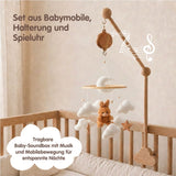 Mobile mit Halterung und Spieluhr Hase Braun Einschlafhilfe mit Musik