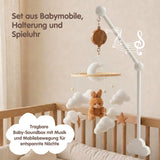 Mobile mit Halterung und Spieluhr Hase Braun Schlafbegleiter mit Musik