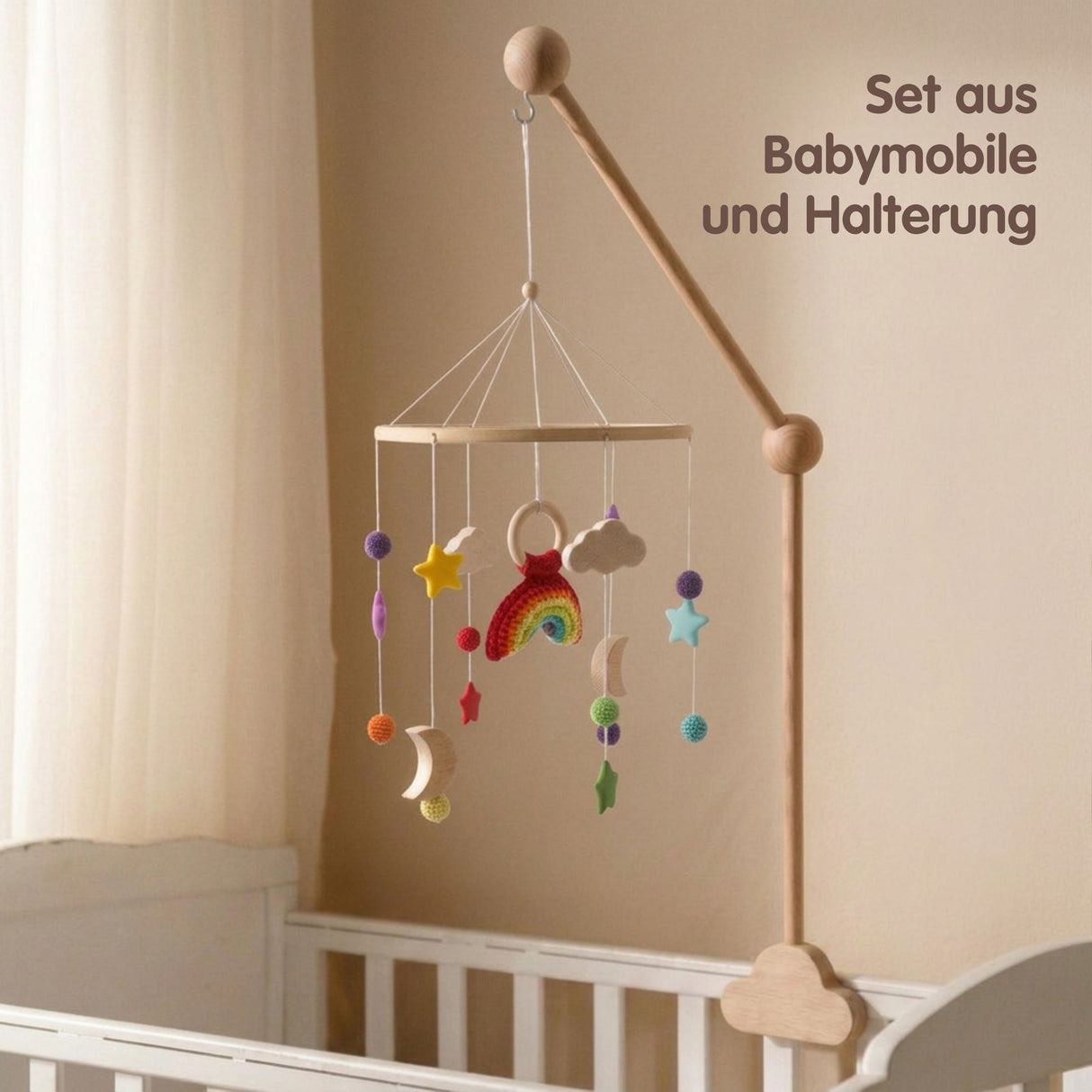 Mobile mit Halterung Regenbogen Babymobile mit Glockenhalter
