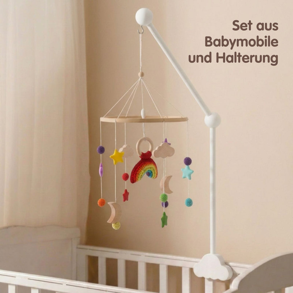 Mobile mit Halterung Regenbogen Babymobile mit Mobilearm