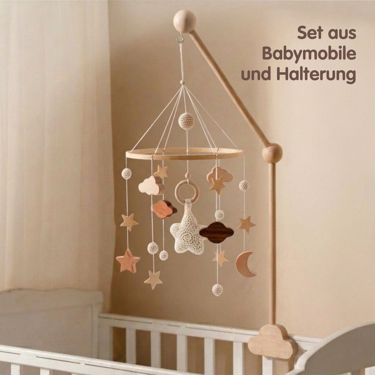 Mobile mit Halterung Stern Weiss Babymobile mit Glockenhalter