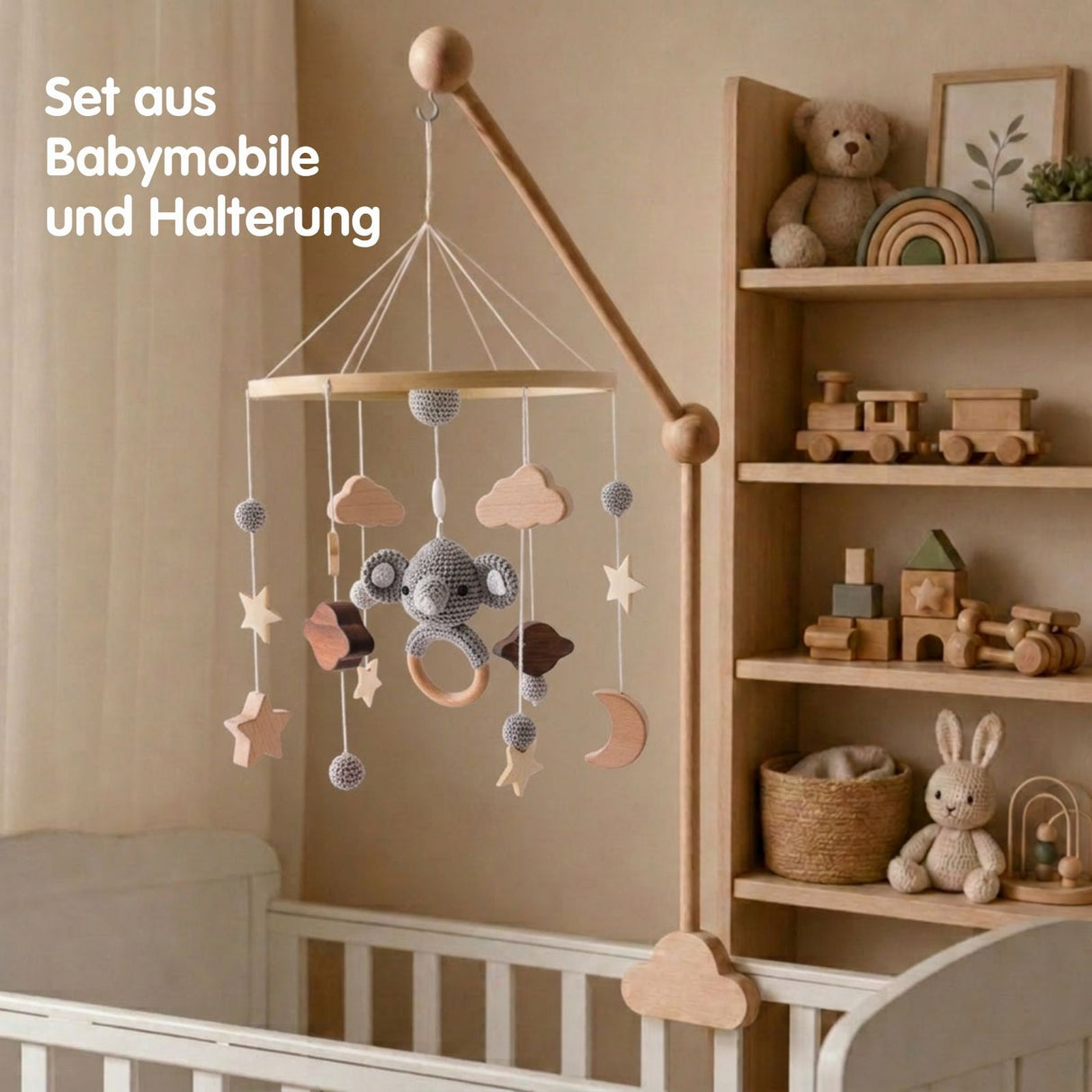 Mobile mit Halterung Elefant Babymobile mit Glockenhalter
