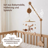 Mobile mit Halterung und Spieluhr Hase Beige Einschlafhilfe mit Musik