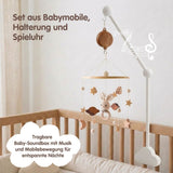 Mobile mit Halterung und Spieluhr Hase Beige Schlafbegleiter mit Musik