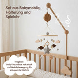 Mobile mit Halterung und Spieluhr Stern Grau Einschlafhilfe mit Musik