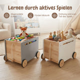 2er-Set Holz-Spielzeugtruhe auf Rollen Spielzeugkiste Bücherkiste