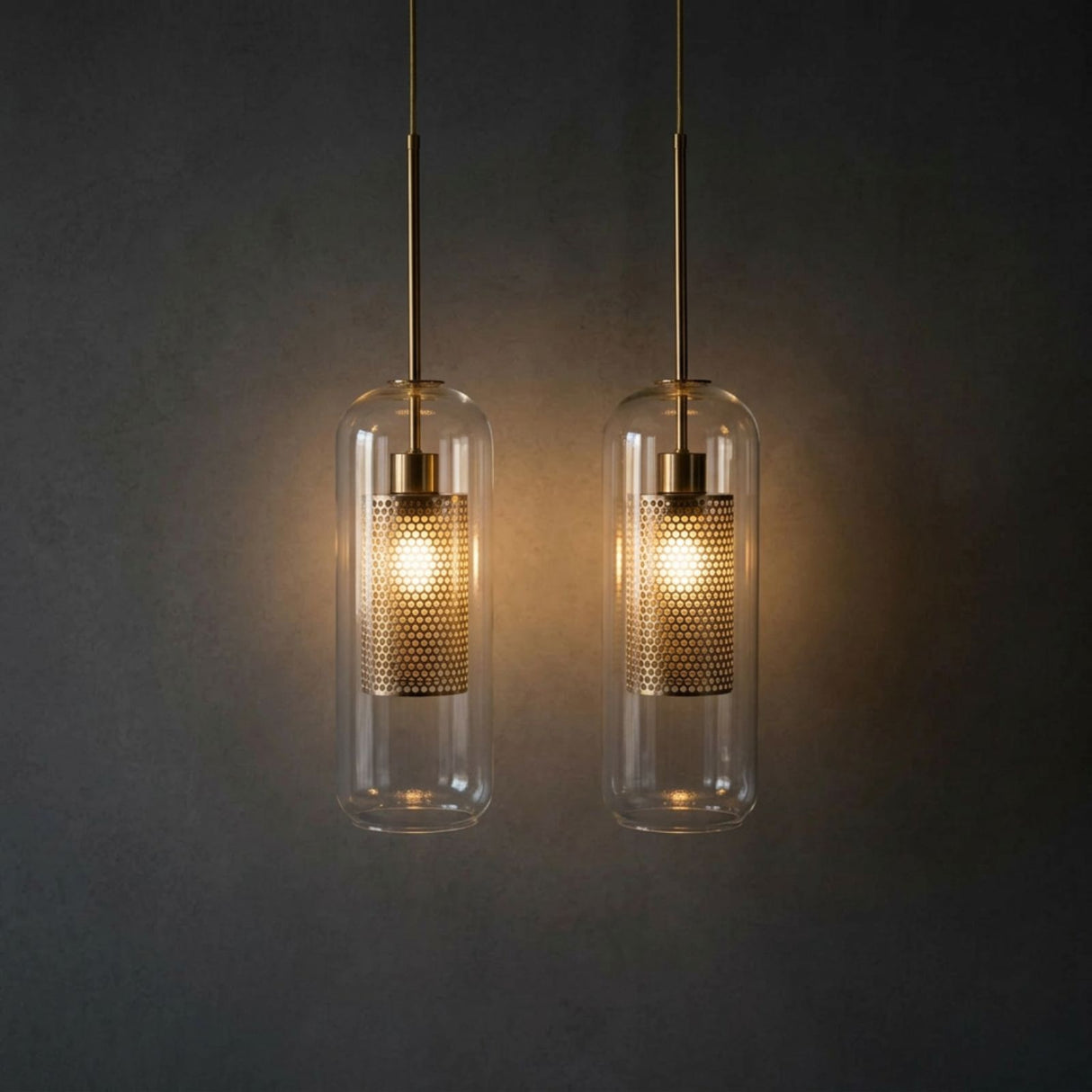 2er-Set Glas-Pendelleuchte Pendellampe Deckenleuchte Lampe Hängelampe