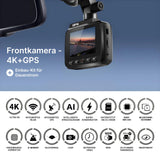 4K Dual-Dashcam mit Hardwire-Kit Onboard-Kamera mit Stromanschluss-Set