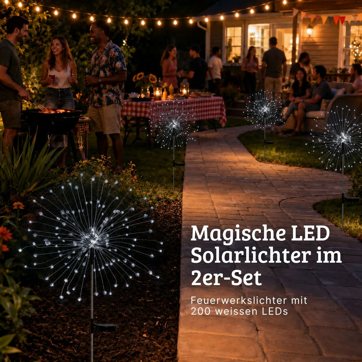 2er-Set LED Solar-Gartenleuchten Feuerwerksleuchten Dekoleuchten
