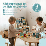 Holzspielzeug Frühstücksset Kaffeeautomat Mikrowelle Küchenmaschinen
