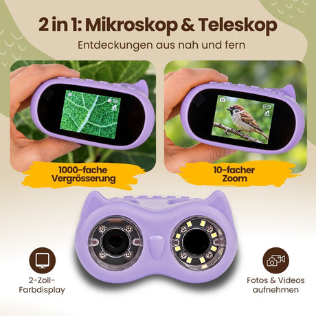 2-in-1 Kindermikroskop und -teleskop Digitalmikroskop Handmikroskop