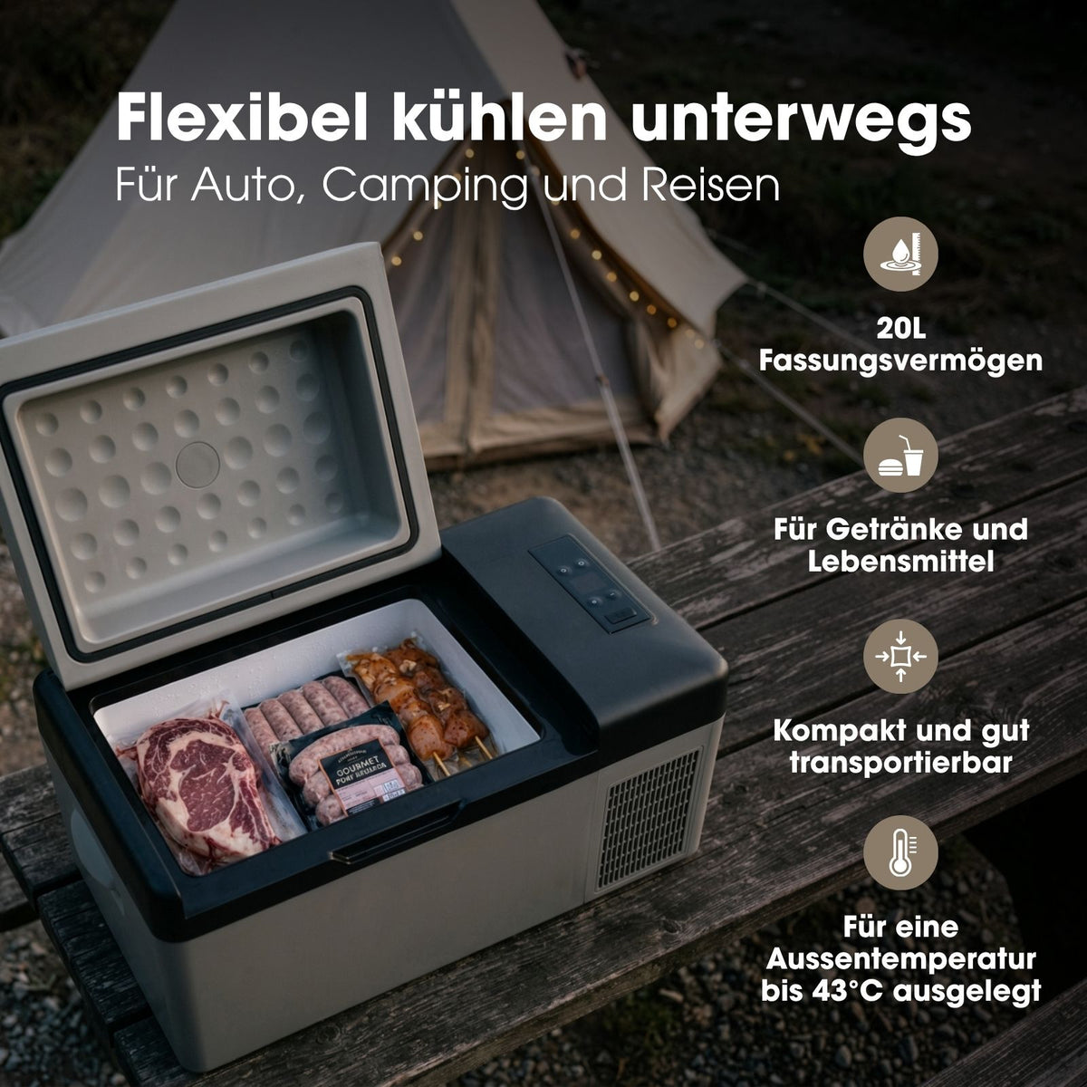 Kompressor-Kühlbox 20L Camping-Kühlschrank Auto-Kühlbox Gefrierbox