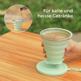 Faltbarer Silikonbecher mit Deckel Reisebecher Trinkbecher Faltbecher