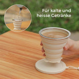 Faltbarer Silikonbecher mit Deckel Faltbecher Reisebecher Trinkbecher
