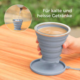 Faltbarer Silikonbecher mit Deckel Trinkbecher Faltbecher Reisebecher