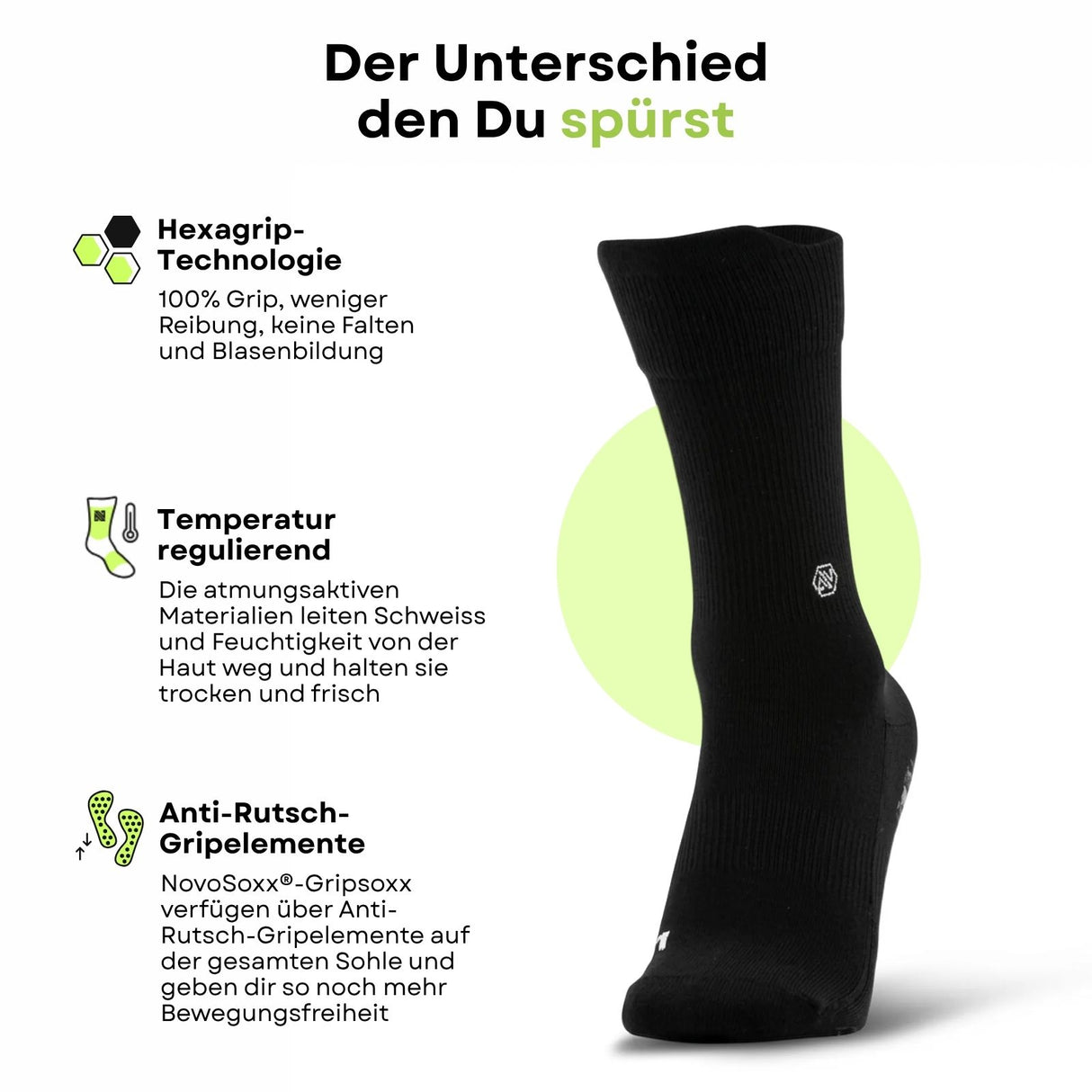 Fussballsocken Gr. 42-47 Sportstrümpfe GripSoxx NX Schwarz