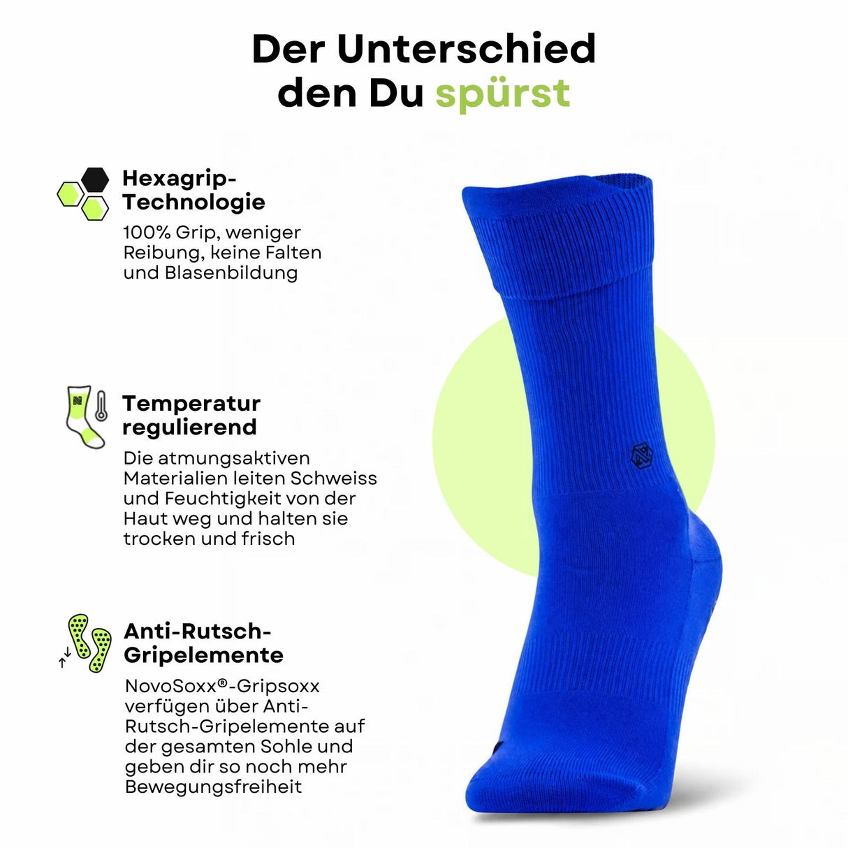 Fussballsocken Gr. 36-41 Sportstrümpfe GripSoxx NX Blau