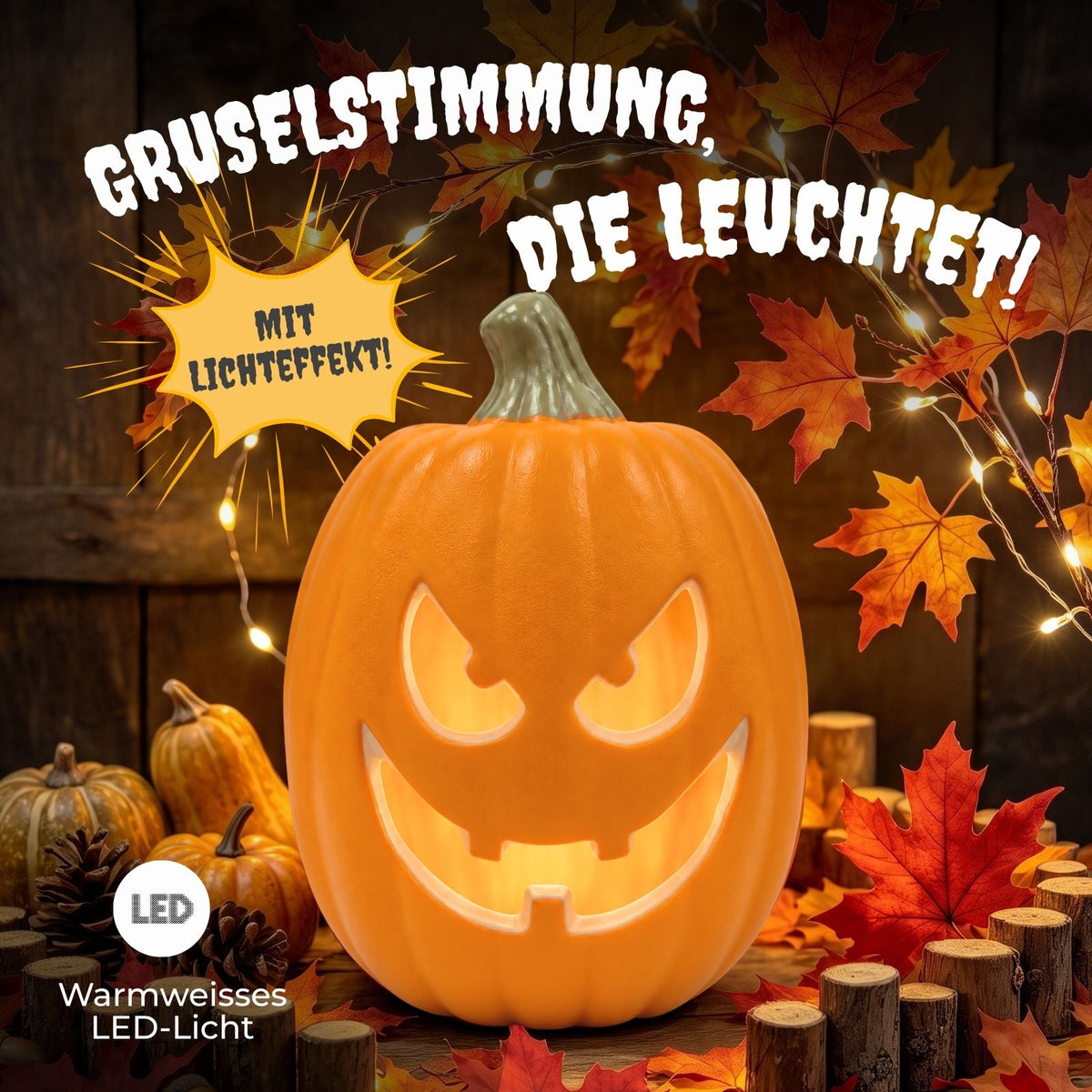 Halloween Kürbis mit LED Halloweendeko Partydekoration Leuchtkürbis