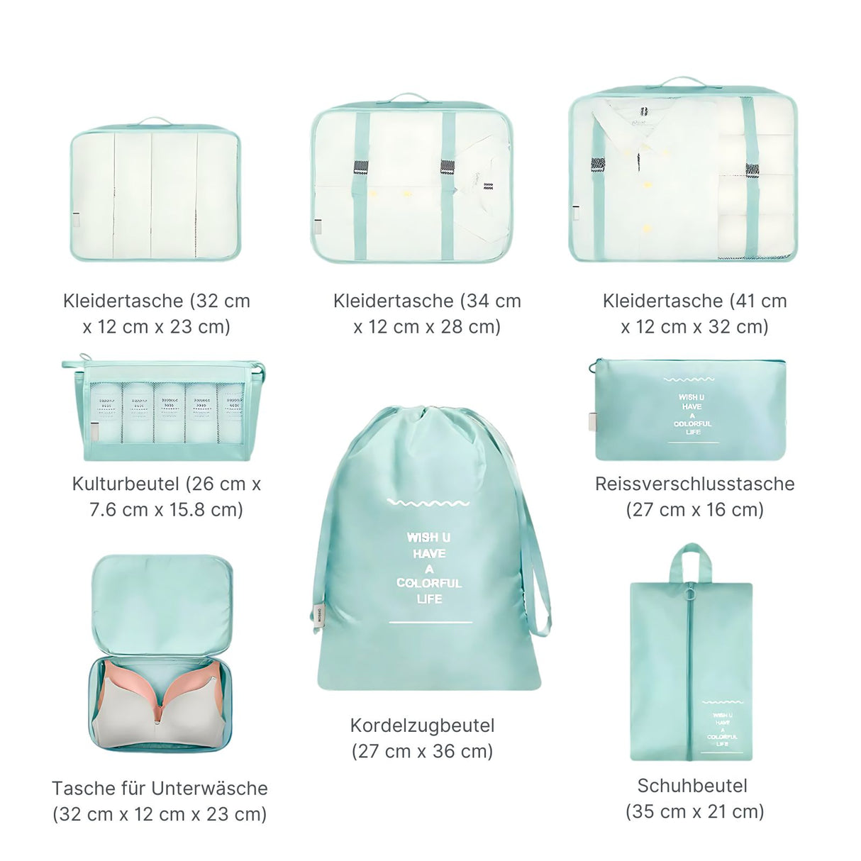 Reisebeutel Koffer-Organizer Packsack Aufbewahrungsbeutel Set
