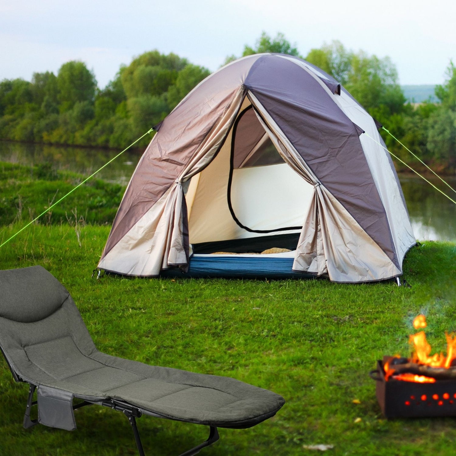liege mit zelt Campingliege Outdoor-Liege Feldbett Sonnenliege Klappbett – Hermex.ch