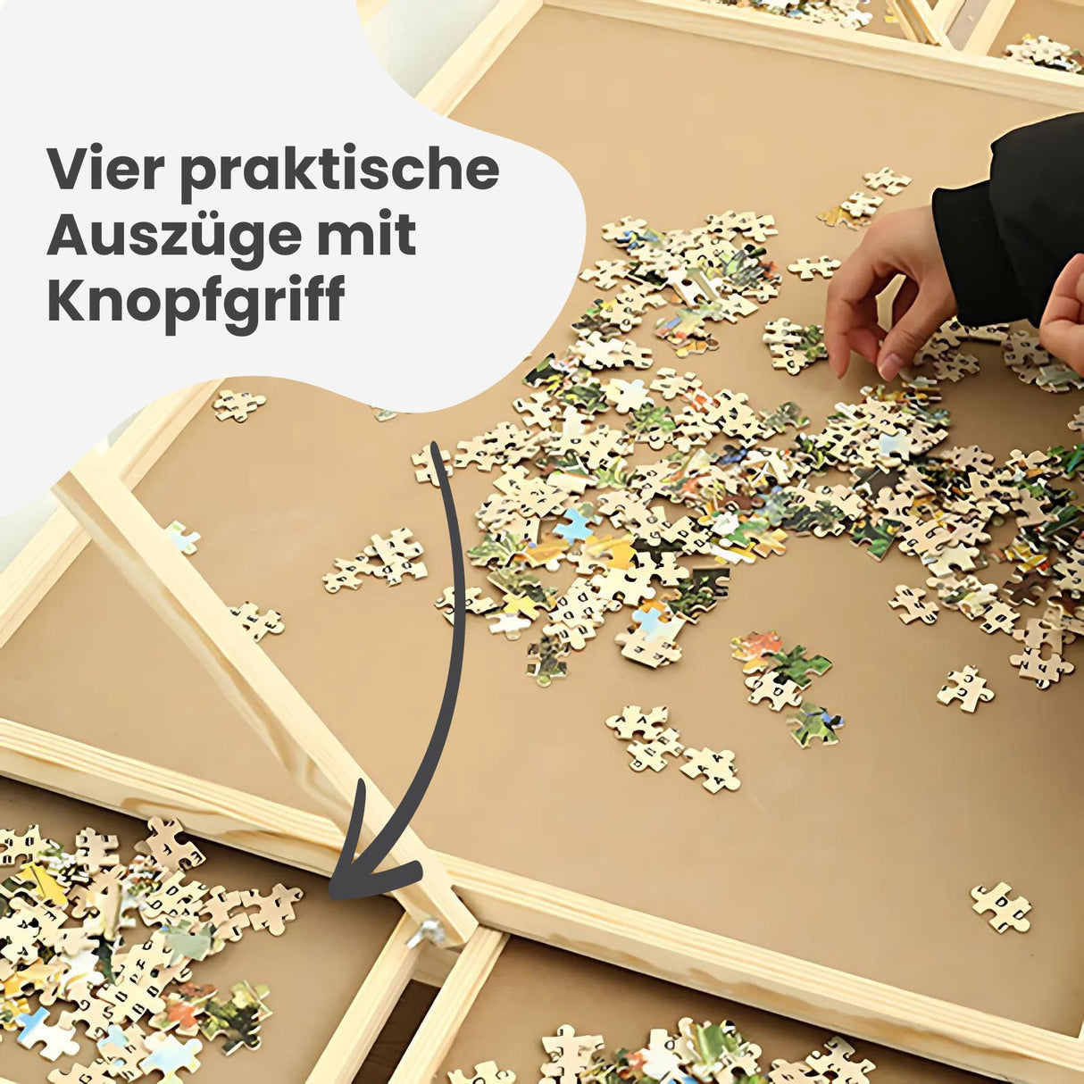 Puzzletisch für 500 Teile mit LED-Leiste und Auszügen Puzzlebrett