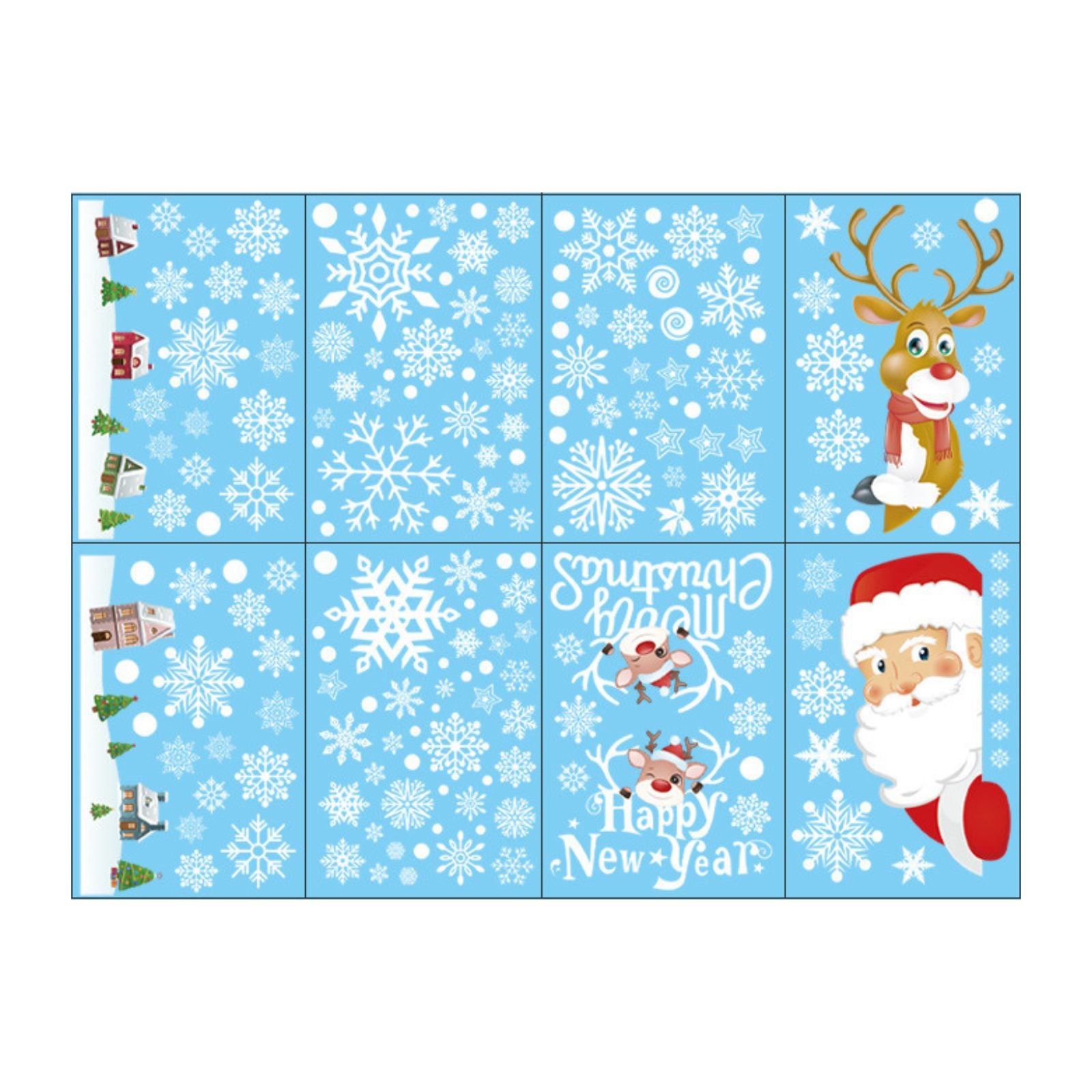 Personalisiertes Weihnachts-Poster „Merry Christmas“ – 2 Stück, Mit Schnee, Rentier & Weihnachtsmann, Für Drinnen & Draußen