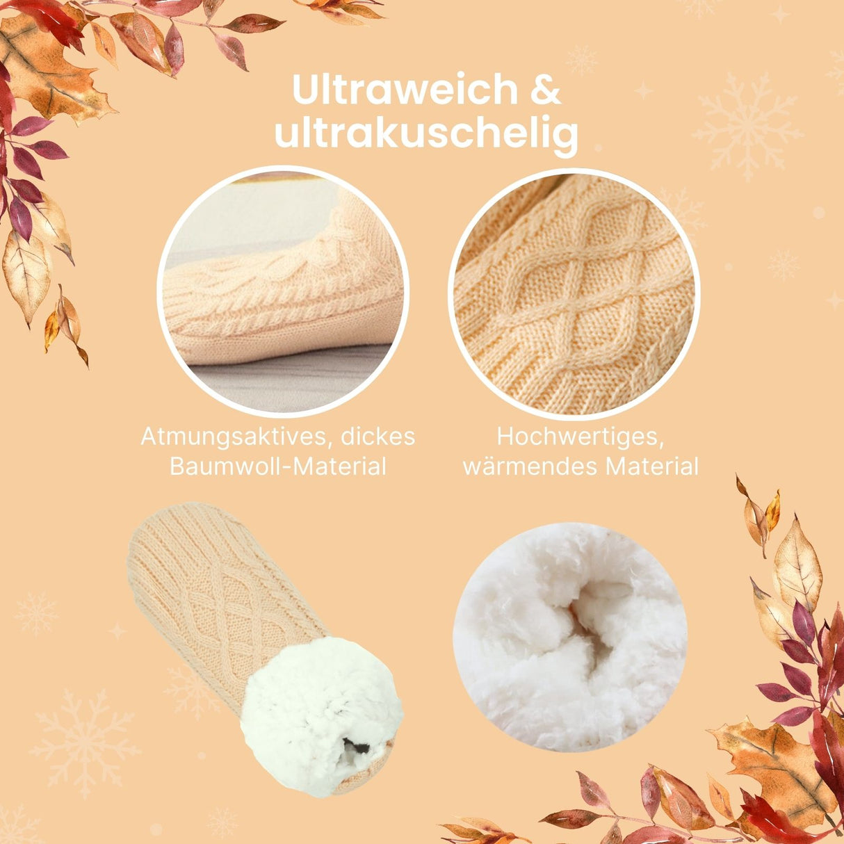 Fuzzy-Socken Gr. 43-46 Hausschuhe Kuschelsocken Pantoffeln Wintersocken