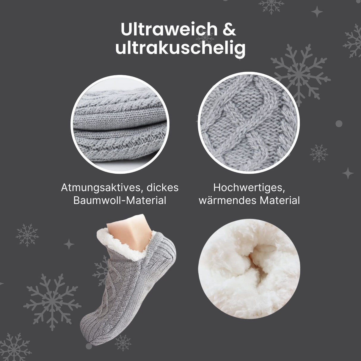 Fuzzy-Socken Gr. 43-46 Kuschelsocken Pantoffeln Wintersocken Hausschuhe